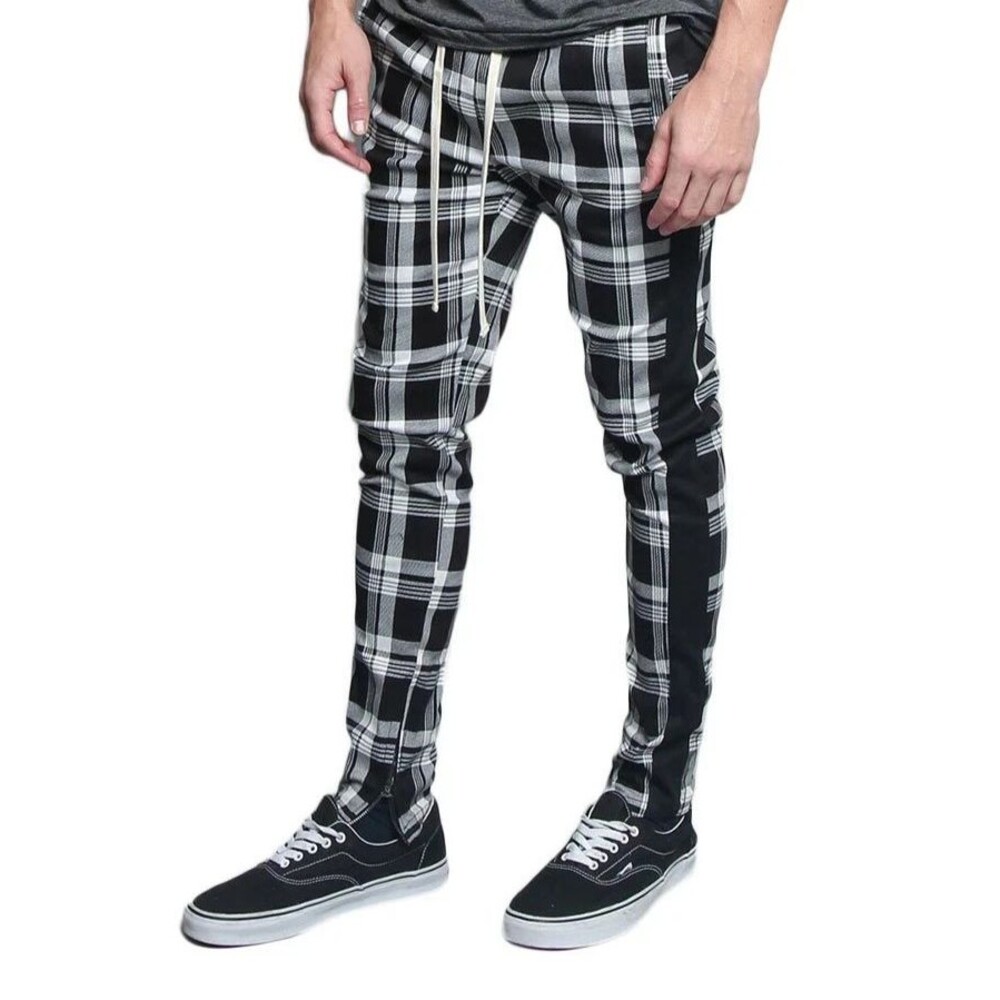 New with tags & defect BKYS Mens Sweetdream Black White Plaid Track Pants Size M